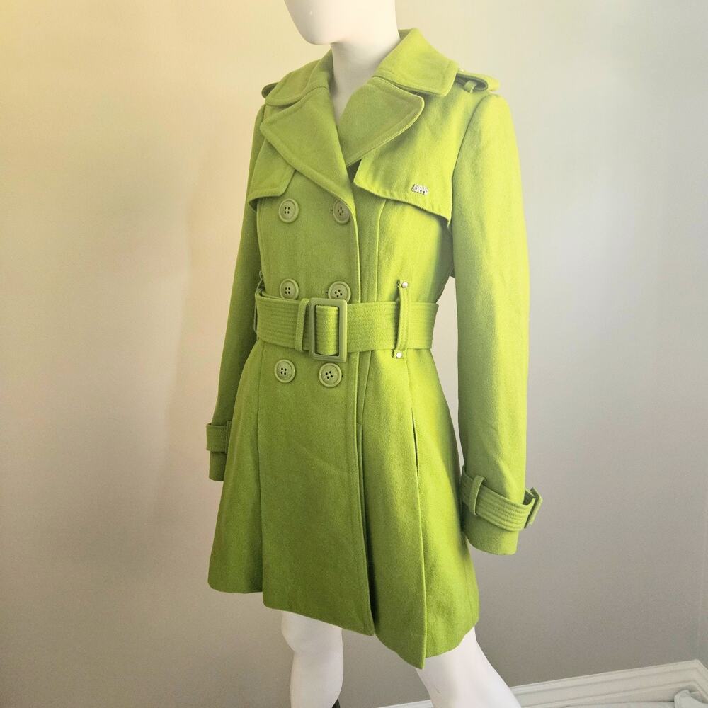 Y2K Miss Sixty Wool Blend Peacoat Double-Breasted Military Pleated Twee Size S